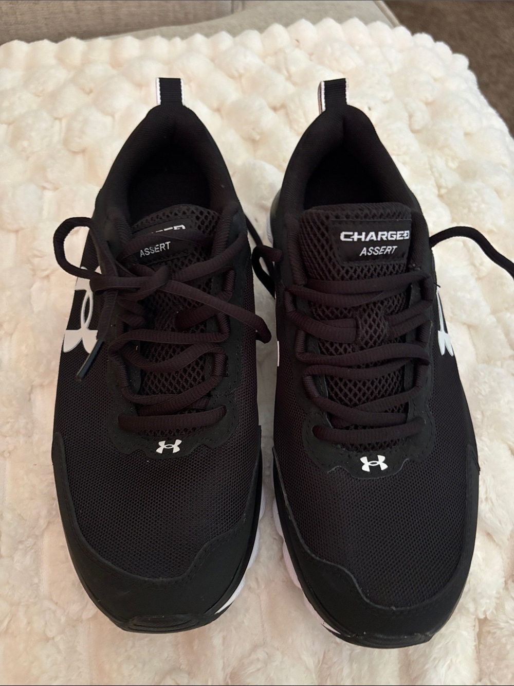 Women’s Under Armour Black and White Charged Assert Trainer Sneakers